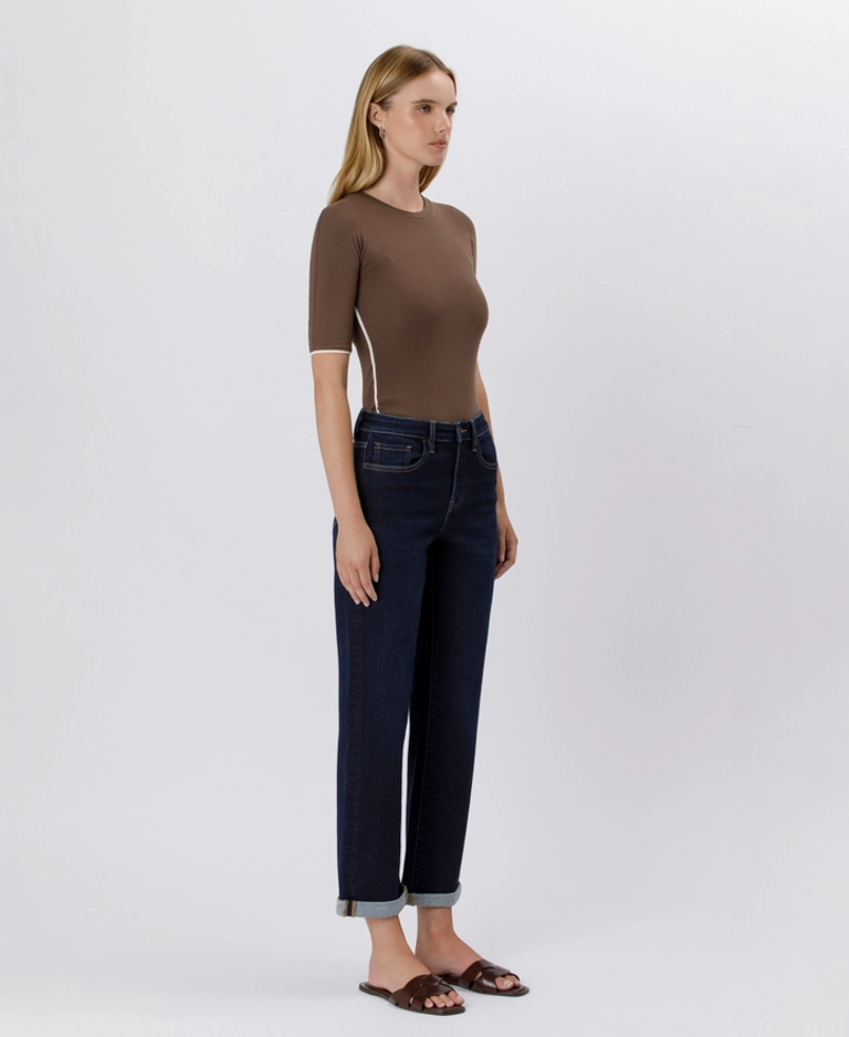 Flying Monkey High Rise Cuffed Crop Straight Jeans