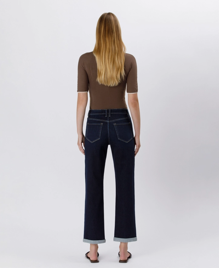 Flying Monkey High Rise Cuffed Crop Straight Jeans