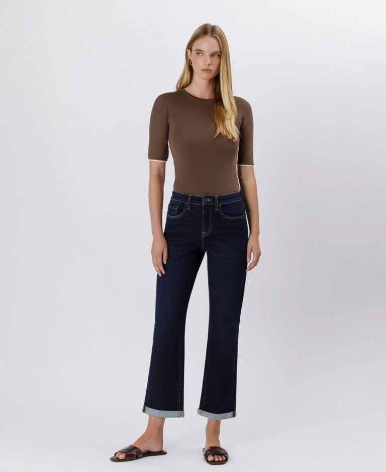 Flying Monkey High Rise Cuffed Crop Straight Jeans