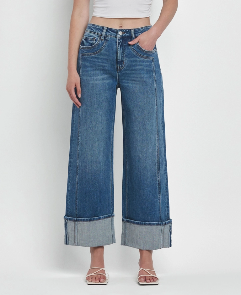 Flying Monkey Super High Rise Cuffed Baggy Wide Jeans