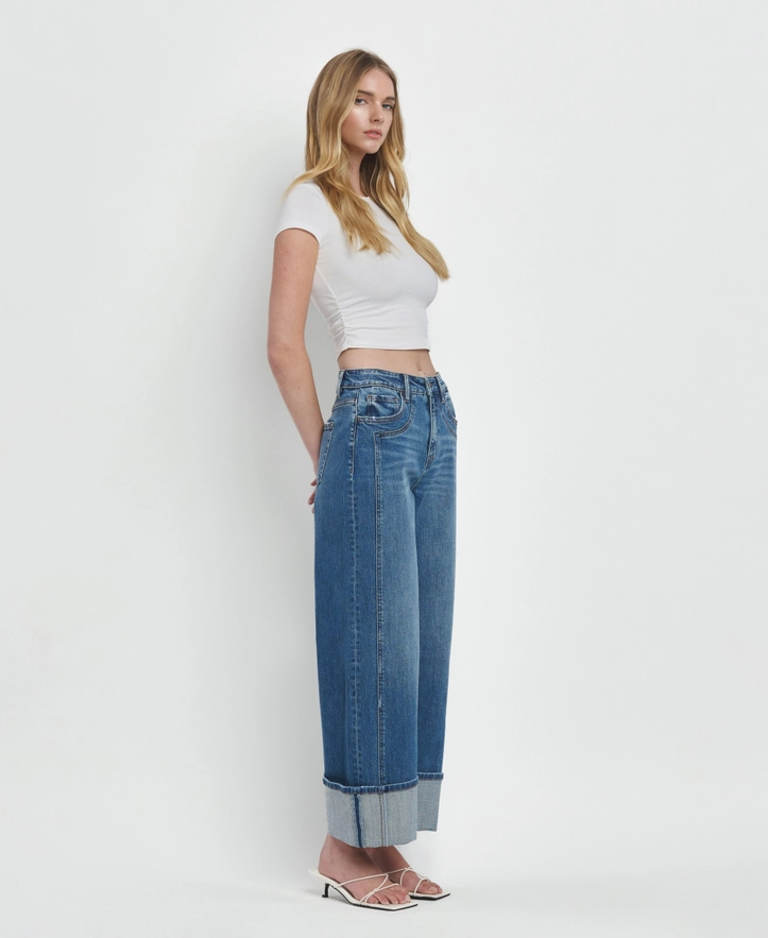 Flying Monkey Super High Rise Cuffed Baggy Wide Jeans