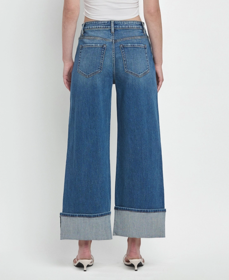 Flying Monkey Super High Rise Cuffed Baggy Wide Jeans