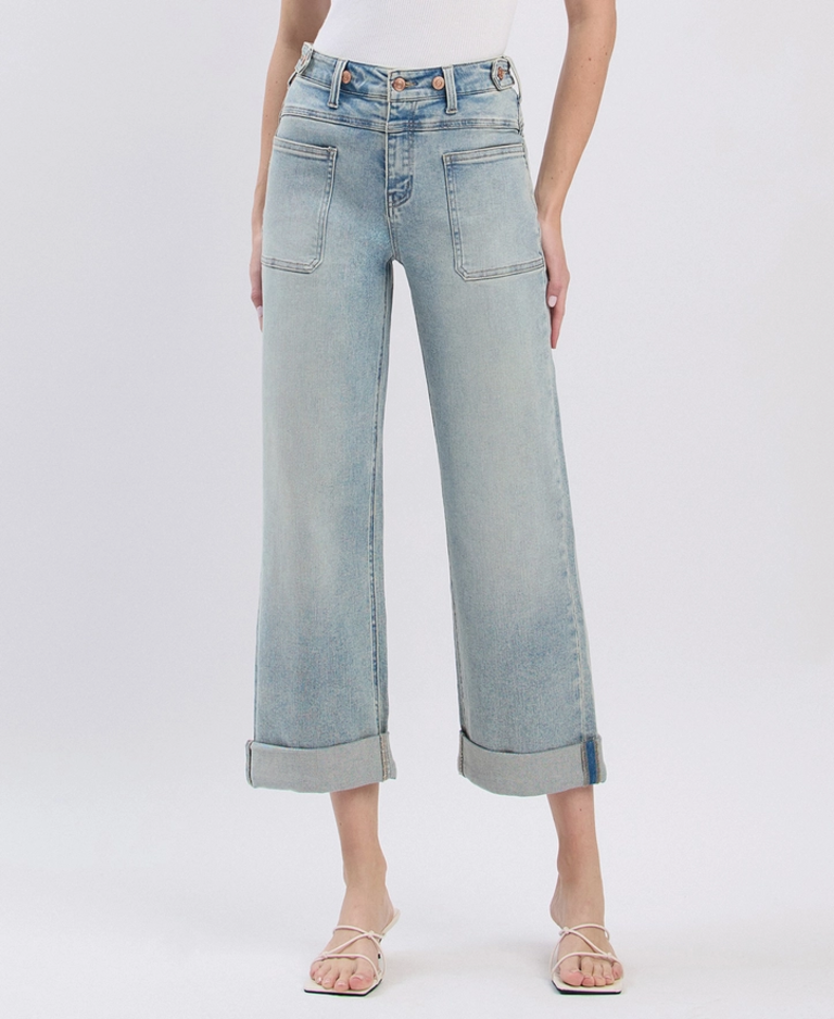 Flying Monkey Super High Rise  Cuff Slim Wide Jeans