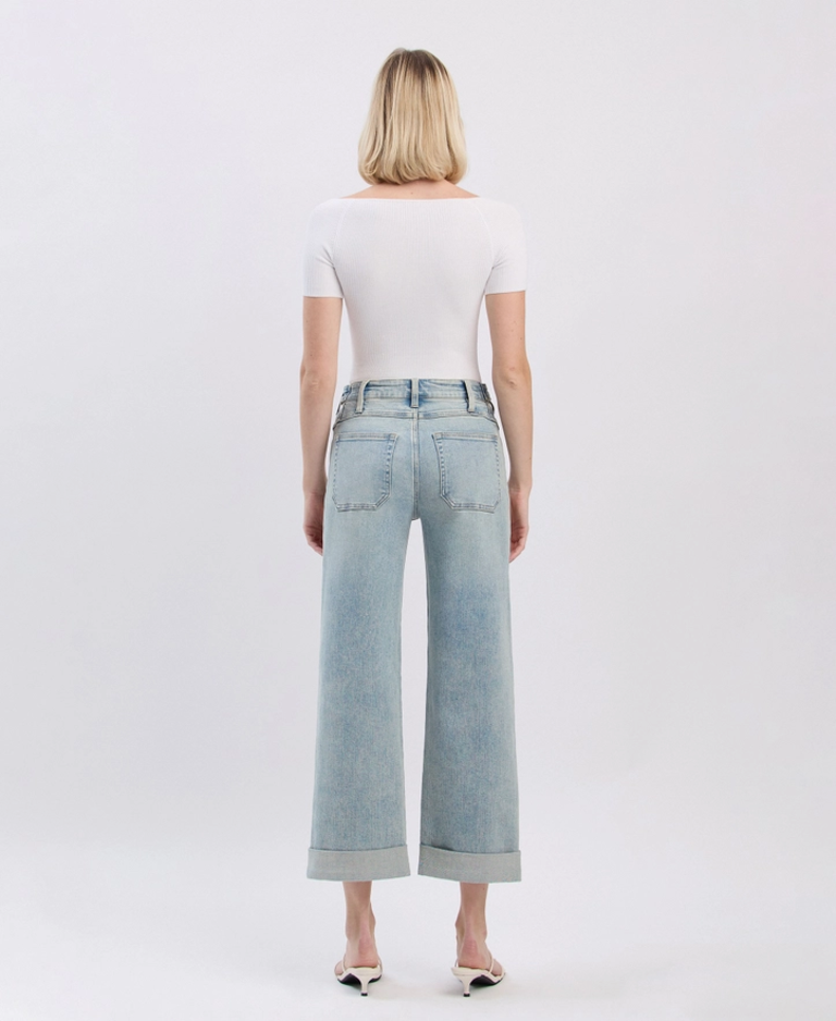 Flying Monkey Super High Rise  Cuff Slim Wide Jeans