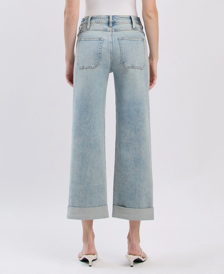 Flying Monkey Super High Rise  Cuff Slim Wide Jeans