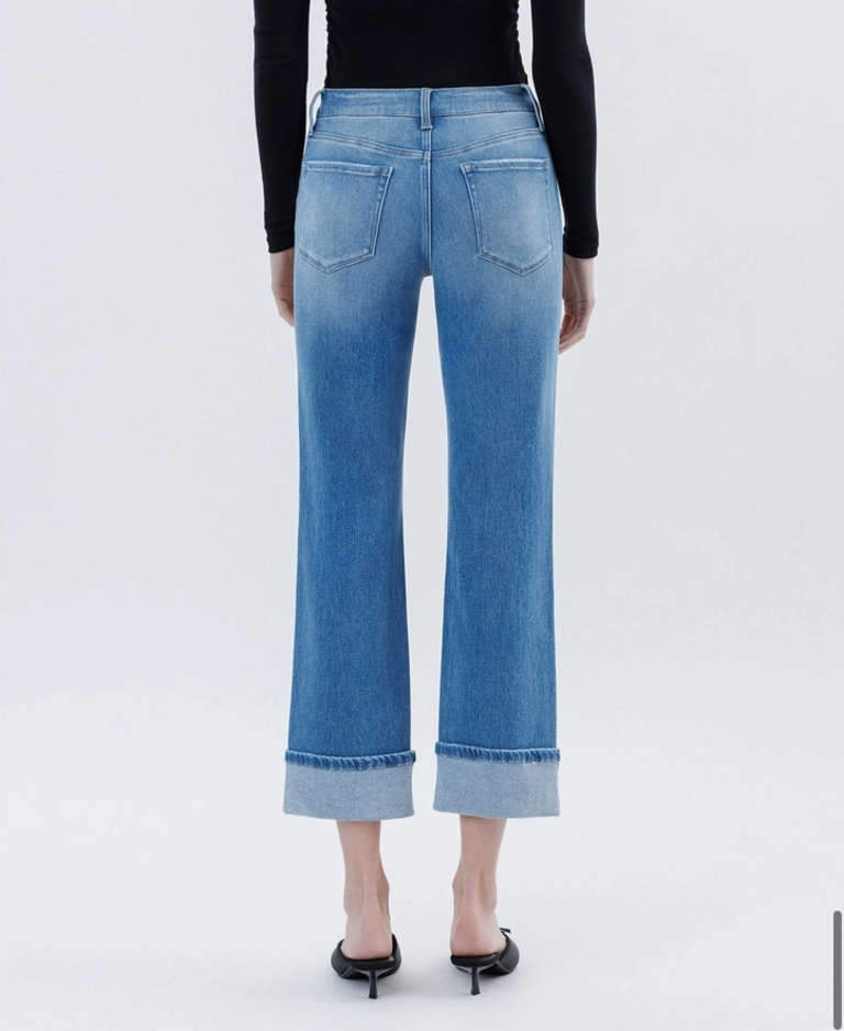 Flying Monkey High Rise Cuffed Crop Straight Jeans