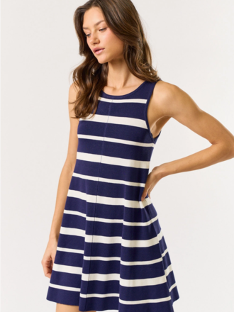Lalavon A-Line Striped Sweater Mini Dress