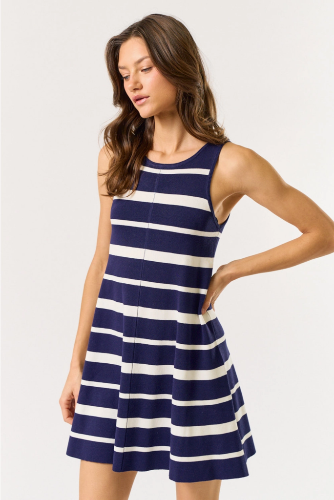 Lalavon A-Line Striped Sweater Mini Dress