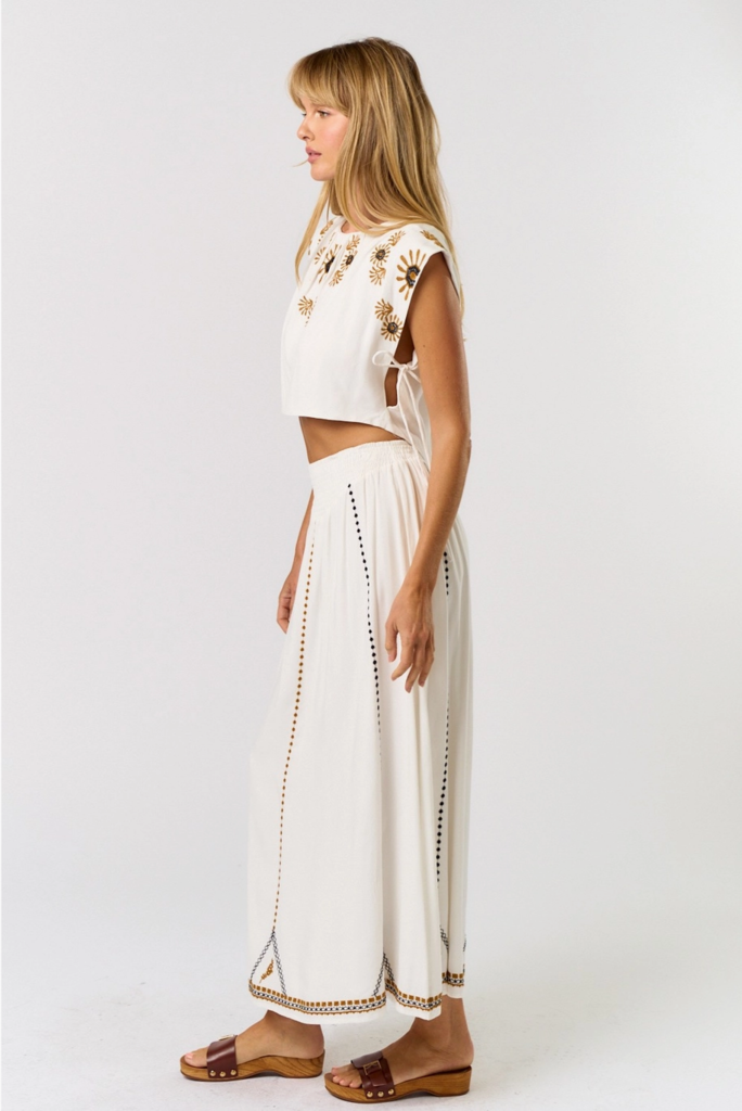 Lalavon Embellished Crop Top w/ Matching Skirt