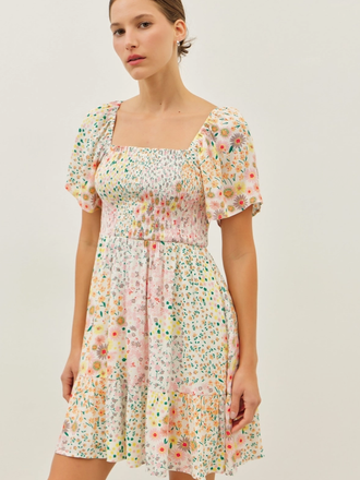 idem ditto Smocked Ditsy Floral Mini Dress