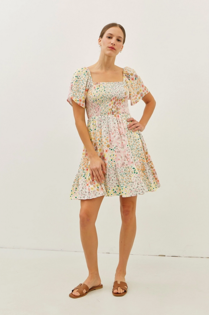 idem ditto Smocked Ditsy Floral Mini Dress
