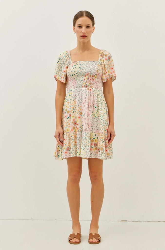 idem ditto Smocked Ditsy Floral Mini Dress
