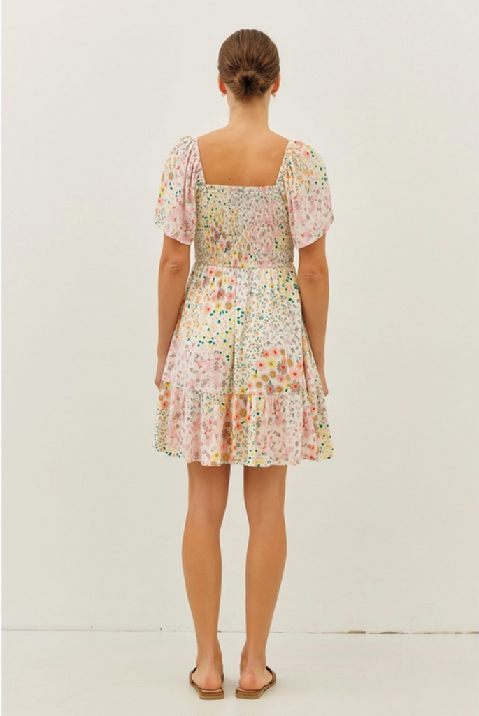 idem ditto Smocked Ditsy Floral Mini Dress