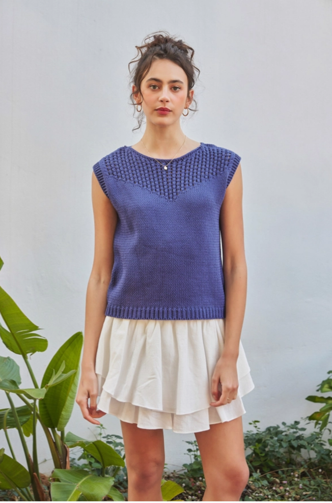idem ditto Midnight Blue Sweater Tank Top