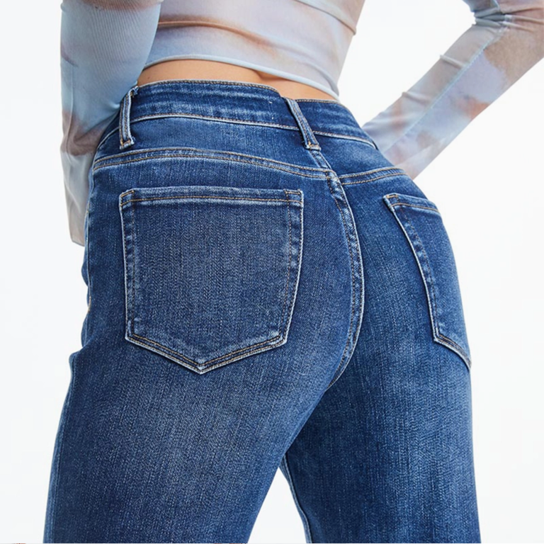 Bayeas Mid Rise Crop Straight Jeans with Finished Hem