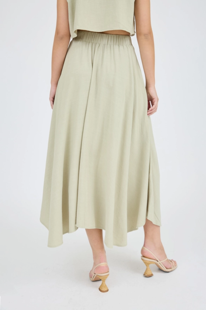 Blu Pepper Pleated Handkerchief Linen Maxi Skirt