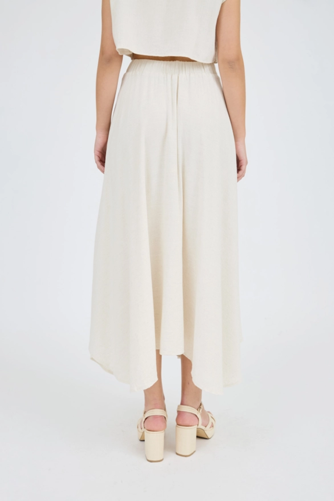 Blu Pepper Pleated Handkerchief Linen Maxi Skirt