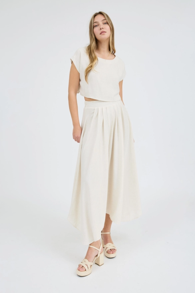 Blu Pepper Cropped Boxy Linen Blouse