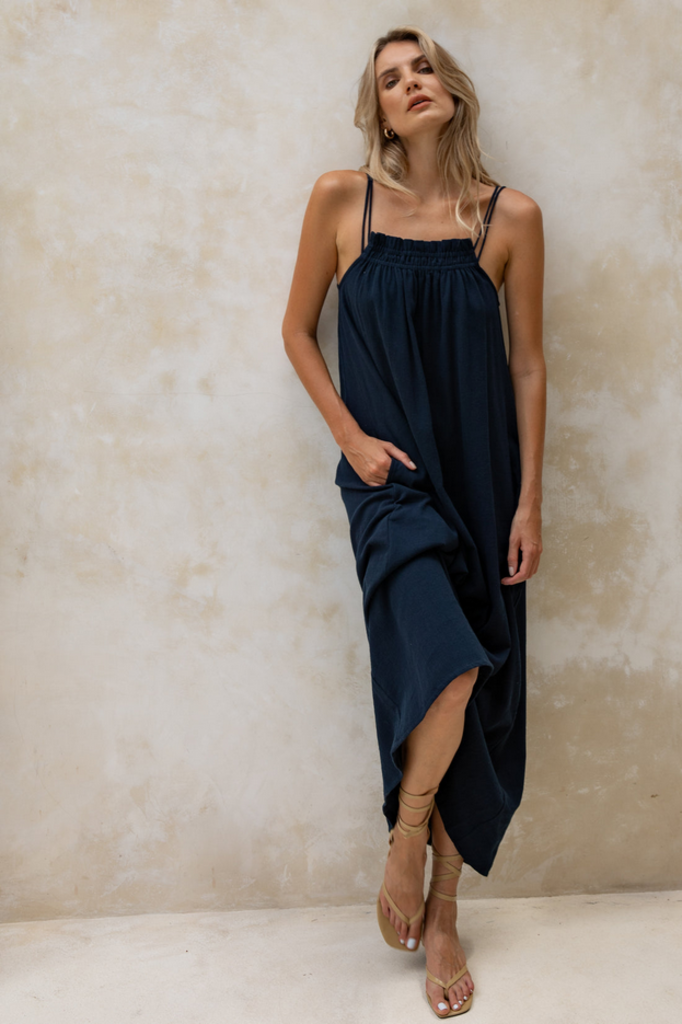 The Home Holiday Home Holiday Pippa Dress in Navy size MEDIUM
