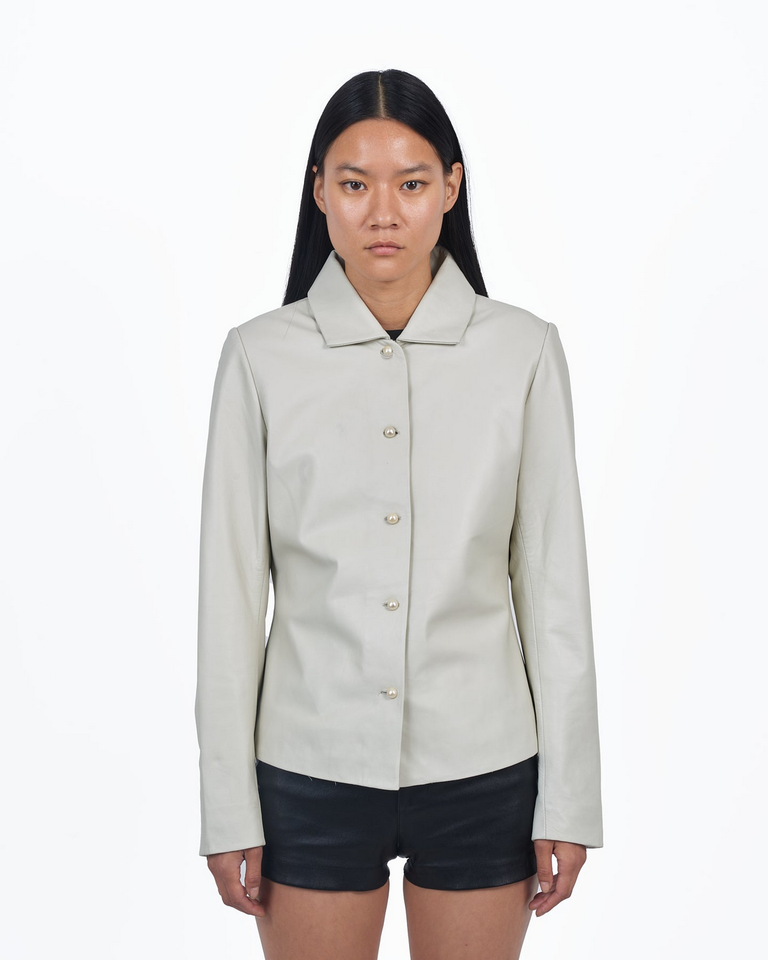 Giacca Lusso Giacca Lusso Luxe Leather Offwhite  Shirt Jacket