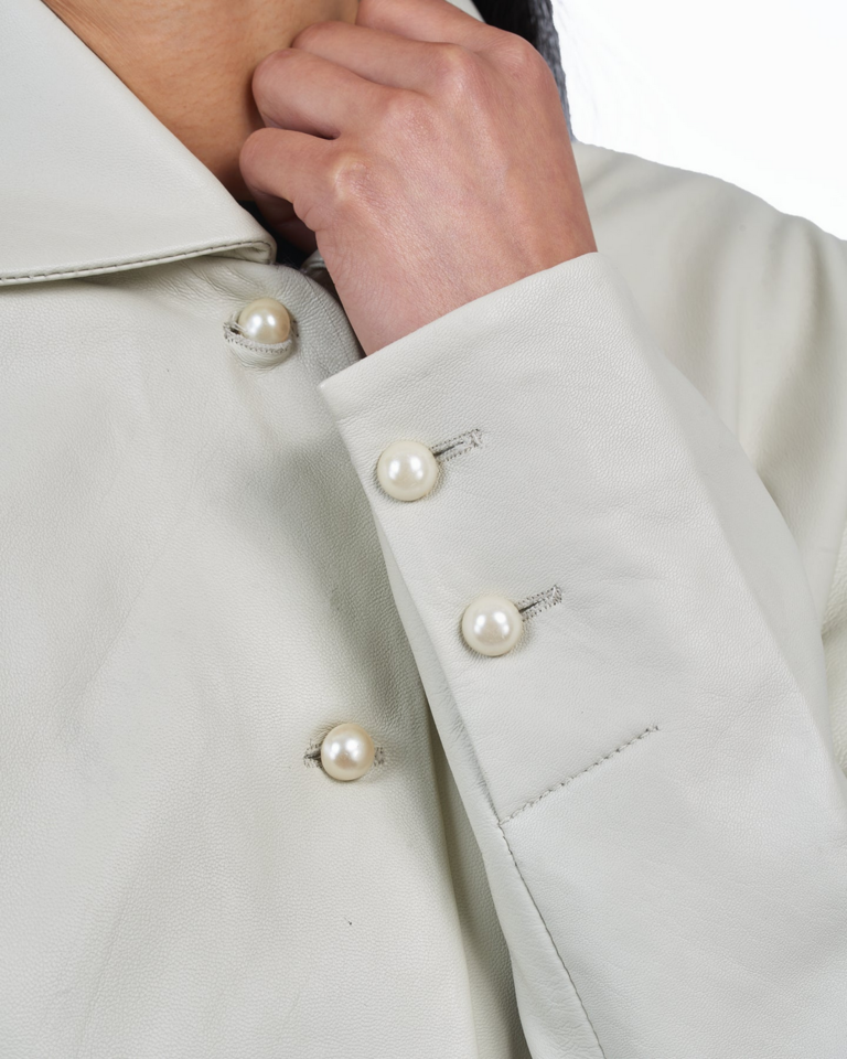 Giacca Lusso Giacca Lusso Luxe Leather Offwhite  Shirt Jacket