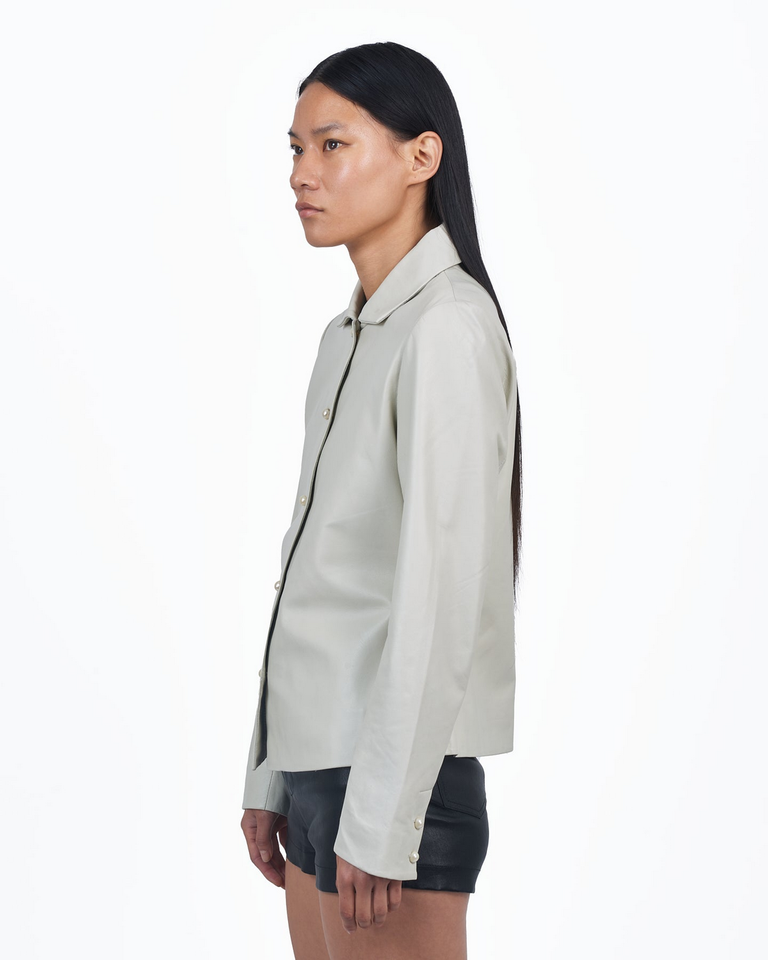 Giacca Lusso Giacca Lusso Luxe Leather Offwhite  Shirt Jacket