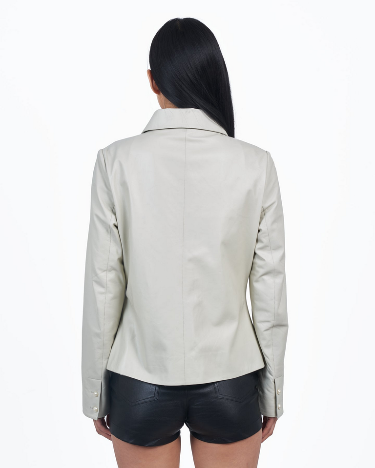 Giacca Lusso Giacca Lusso Luxe Leather Offwhite  Shirt Jacket