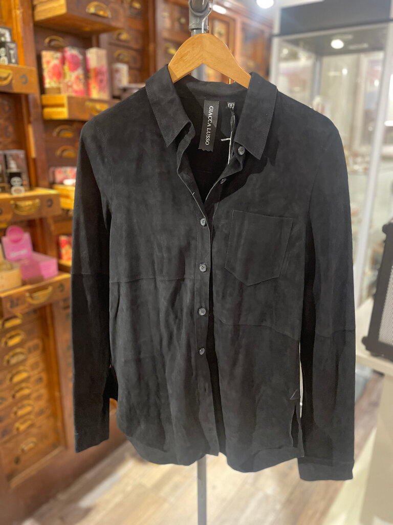 Giacca Lusso Giacca Lusso Britta Black Suede  Shirt Jacket Size Small