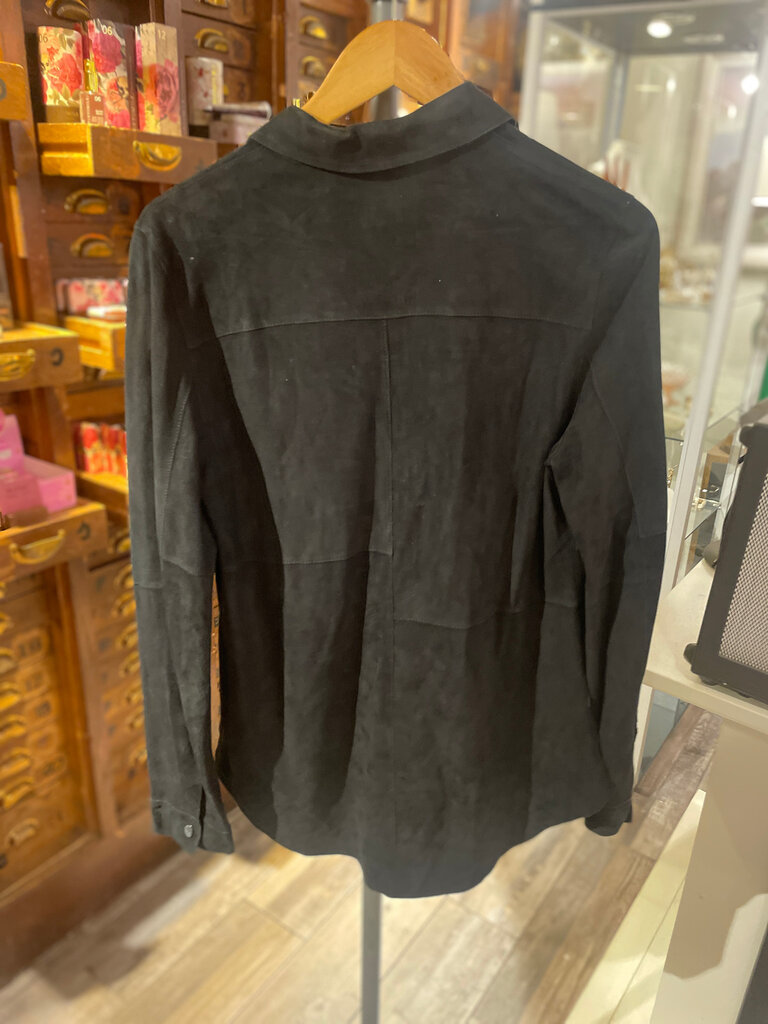 Giacca Lusso Giacca Lusso Britta Black Suede  Shirt Jacket Size Small