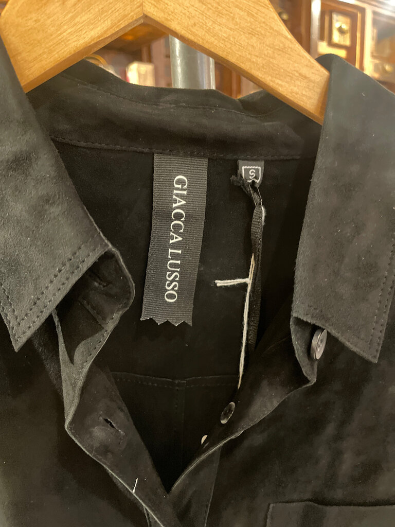 Giacca Lusso Giacca Lusso Britta Black Suede  Shirt Jacket Size Small