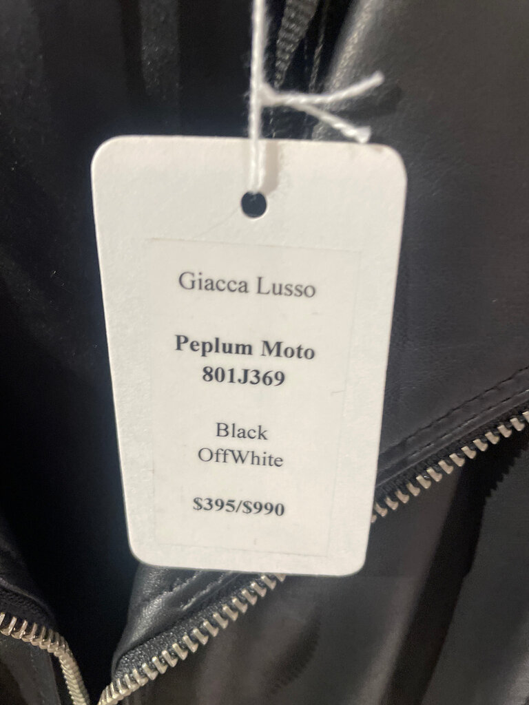 Giacca Lusso Giacca Lusso Britta Black Peplum Moto  Jacket Size Small