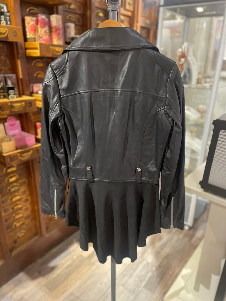 Giacca Lusso Giacca Lusso Britta Black Peplum Moto  Jacket Size Small