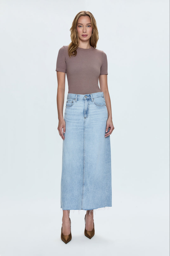 Pistola Pistola Raye Denim Maxi Skirt in Jardin Blue Size 26