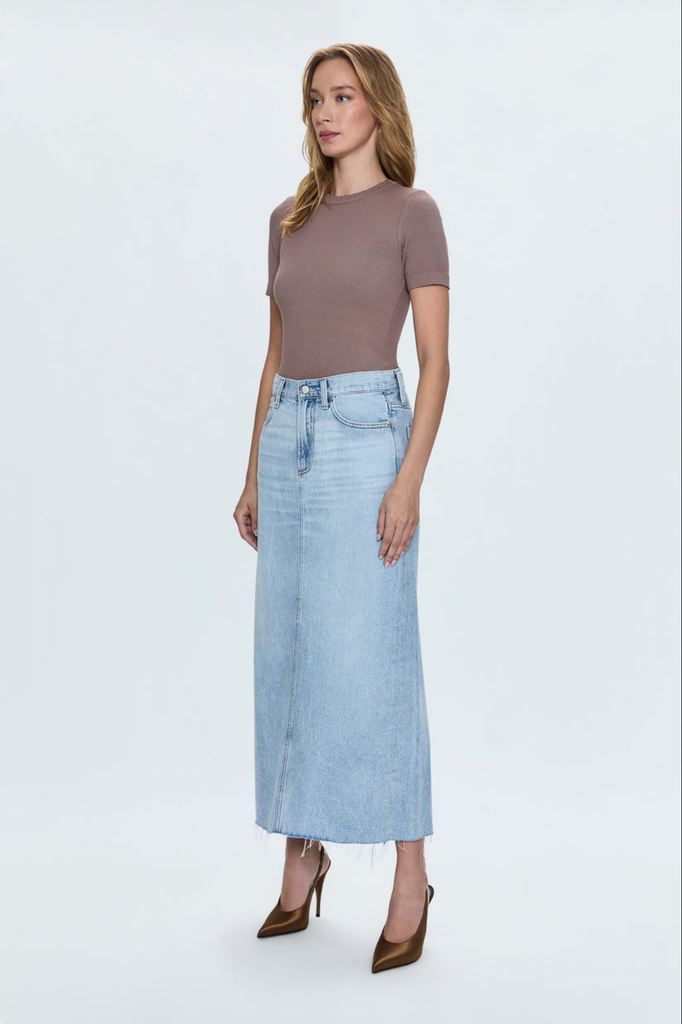 Pistola Pistola Raye Denim Maxi Skirt in Jardin Blue Size 26