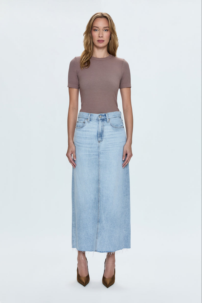 Pistola Pistola Raye Denim Maxi Skirt in Jardin Blue Size 26