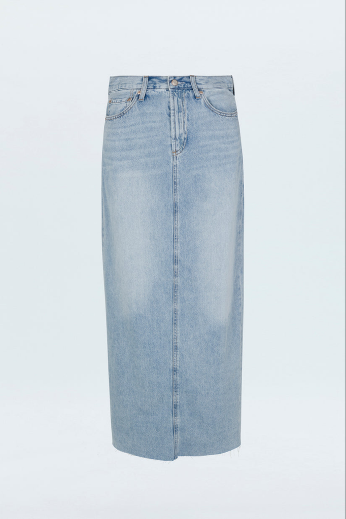 Pistola Pistola Raye Denim Maxi Skirt in Jardin Blue Size 26