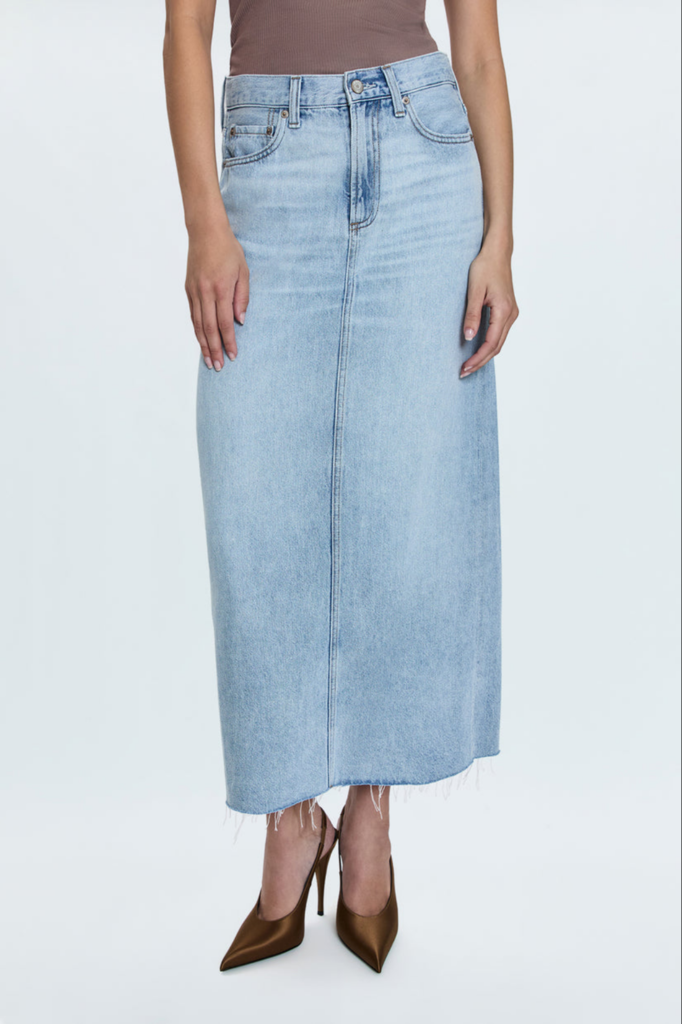Pistola Pistola Raye Denim Maxi Skirt in Jardin Blue Size 26