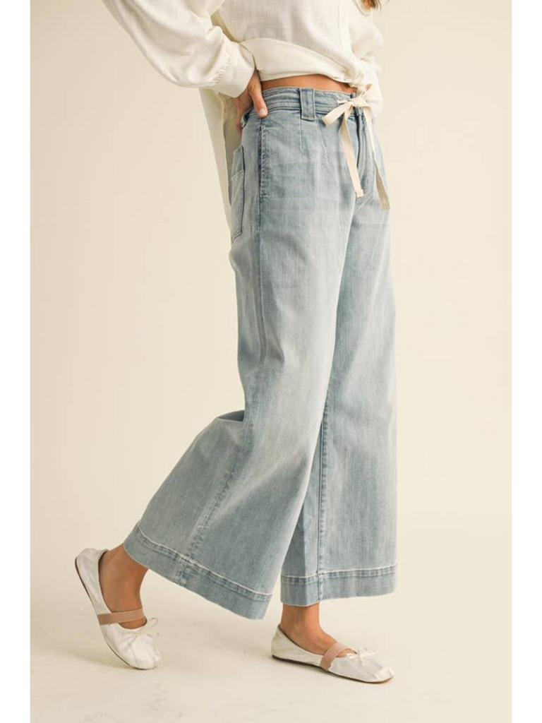 Miou Muse Washed Denim with Tie Front Pants