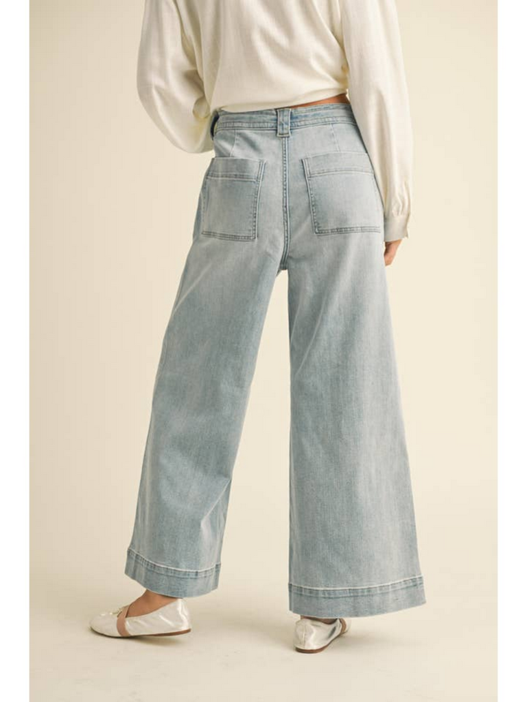 Miou Muse Washed Denim with Tie Front Pants