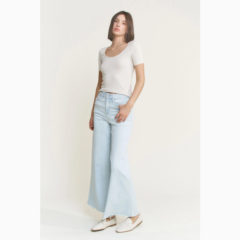 Mica Denim Super High Rise Super Wide Leg in Light Slate