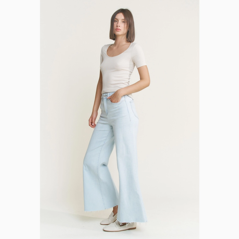 Mica Denim Super High Rise Super Wide Leg in Light Slate