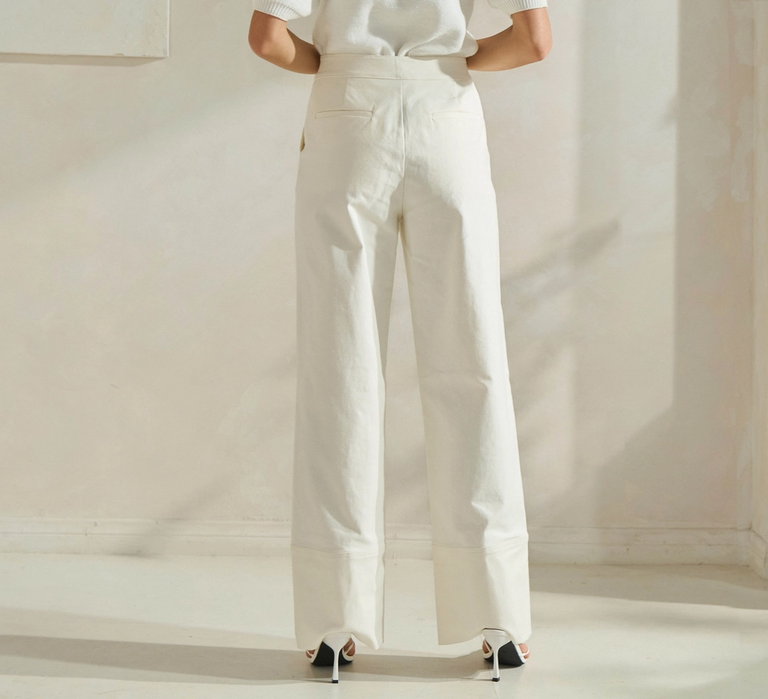 Able Sailor Trousers with Gold Buttons in Ivory