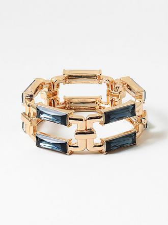 Blue Suede Jewels Baguette Cut Statement Bracelet