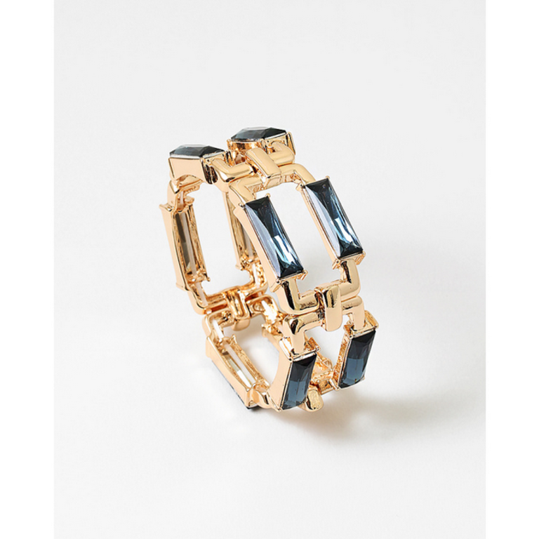 Blue Suede Jewels Baguette Cut Statement Bracelet