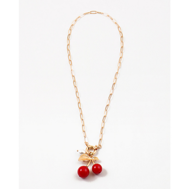 Blue Suede Jewels Cherry Pendant Necklace