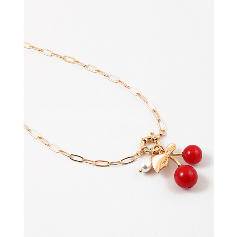 Blue Suede Jewels Cherry Pendant Necklace