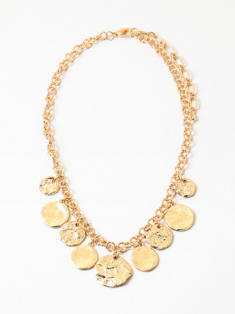 Blue Suede Jewels Coin Statement Necklace