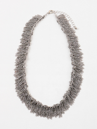 Blue Suede Jewels Fringe Chain Statement Necklace
