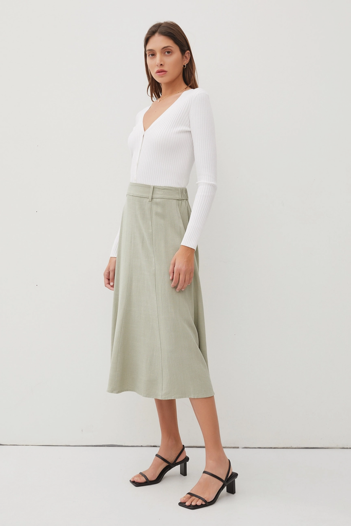 Be Cool Flowy Midi Skirt with Belt Loops