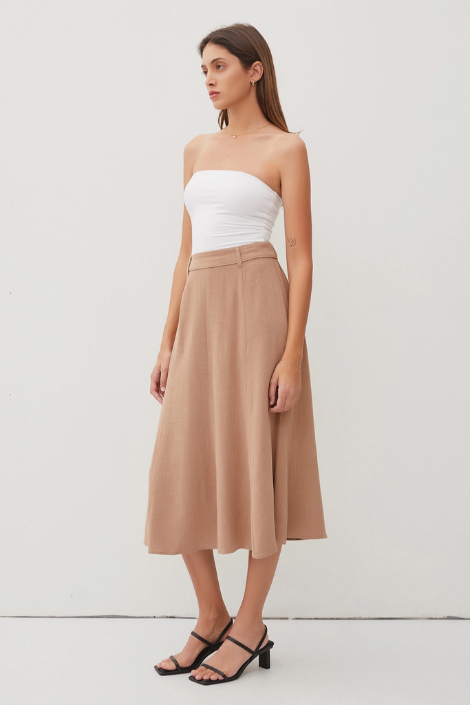 Be Cool Flowy Midi Skirt with Belt Loops